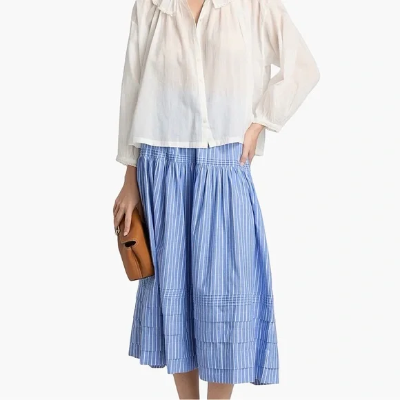 Doen Sebastiane Blue Striped Midi Skirt - Women - Picture 1 of 4